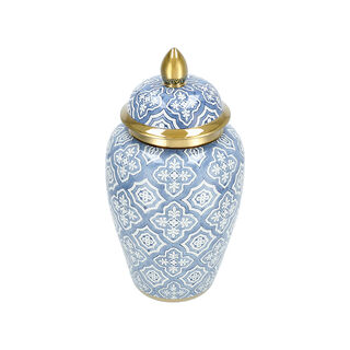Deco Jar Blue With Gold 23 *23 * 44 cm