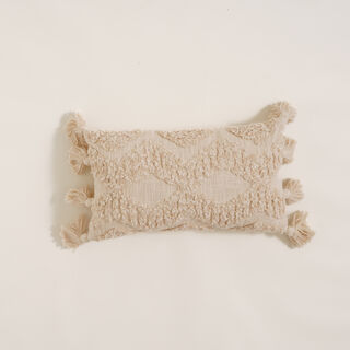 Cottage woven tufted cushion 30*50*12cm beige