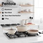 بنتولا طقم قدور 7 قطع ألومنيوم غير لاصق مع أغطية زجاج، أوف وايت image number 0