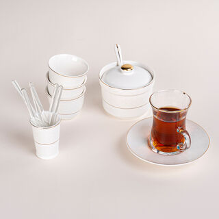 Zukhroof 28Pc Porcelain Tc Set Thumanya White Serve 6