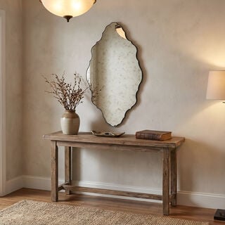 Homez Wood Wall Mirror, Silver, 80*130 Cm