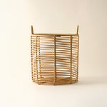 Homez rattan cylinder basket L, beige 35*35*42cm image number 0