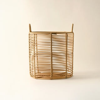 Homez rattan cylinder basket L, beige 35*35*42cm