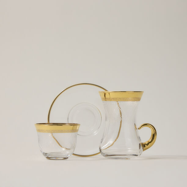 18 Piece Tea Set Gold Rim image number 1