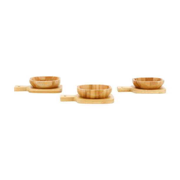 3Pcs Acacia Wood Dip Bowls With Trays image number 2
