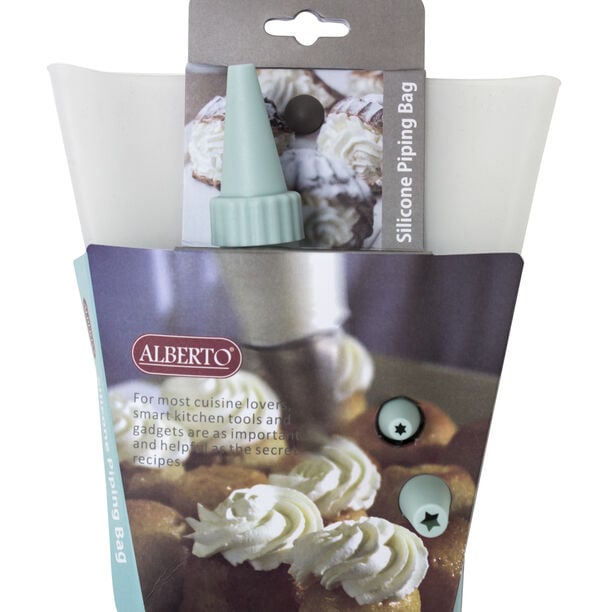 Alberto Chef Decorating Bag Silicone With 3 Nozzles image number 0