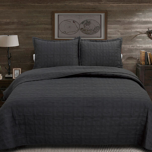 3 Pieces Cotton Embroidered King Bed Set image number 0