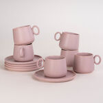 Dallaty pink porcelain English tea cups set 12 pcs image number 4