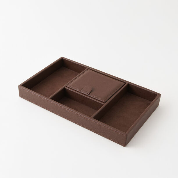 هومز منظم مجوهرات بني جلد 31.7*19*3.8سم image number 1