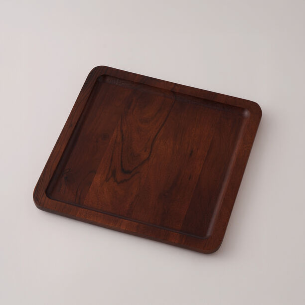Alberto wood large square tray 30*30*2cm, brown image number 0