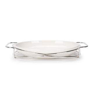 Oval Plate With Stand Silver 12"