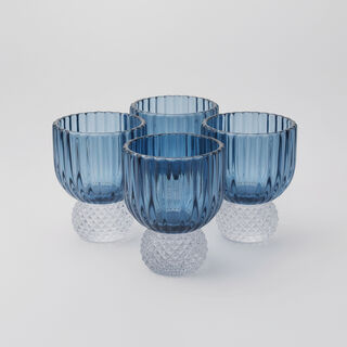 لا ميسا طقم أوعية حلويات صغيرة 4 قطع زجاج، أزرق