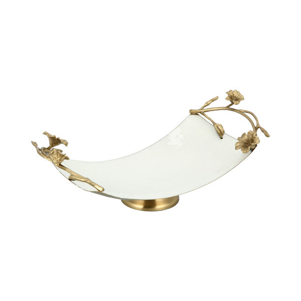 Pedestal Tray White&Satin Gold image number 1
