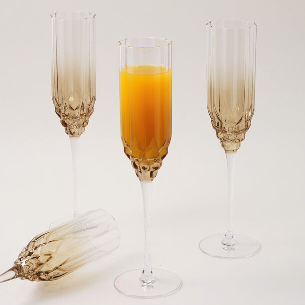 La Mesa 4Pcs Hand Made Glass Tall Juice Glass, Honey 220Ml image number 3