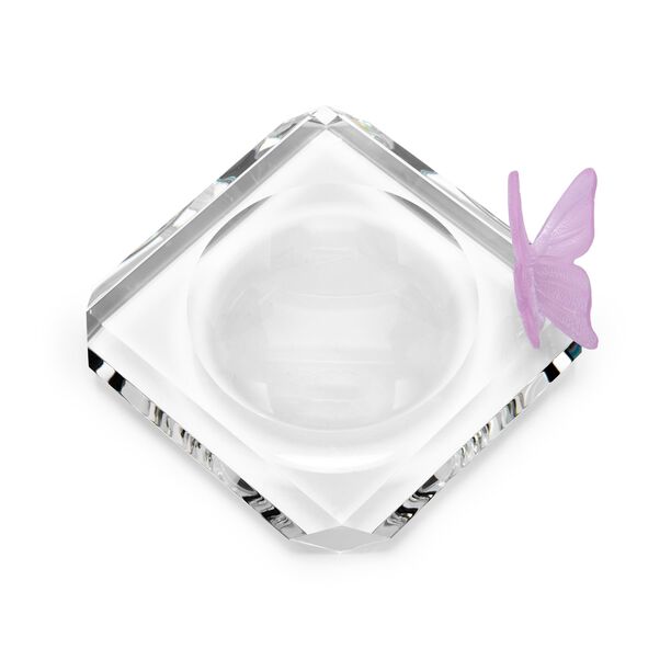 Ashtray Square With Crystal Butterfly Pink  image number 1