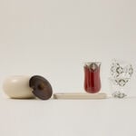 Dallaty beige glass and porcelain Saudi coffee and tea cups set 21 pcs image number 0