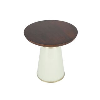 Side Table White Glass Base White Gold Brass Top 46*46 cm