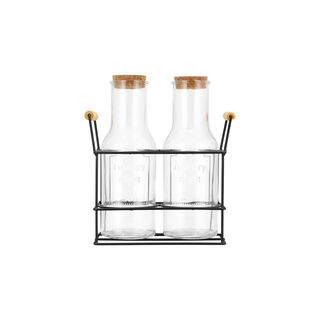 Alberto glass juice jar with metal stand 2 pcs