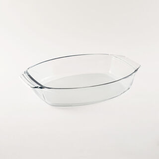 Pyrex Clear Oval Glass Roaster With Handles, 2.1L, 30 Cm