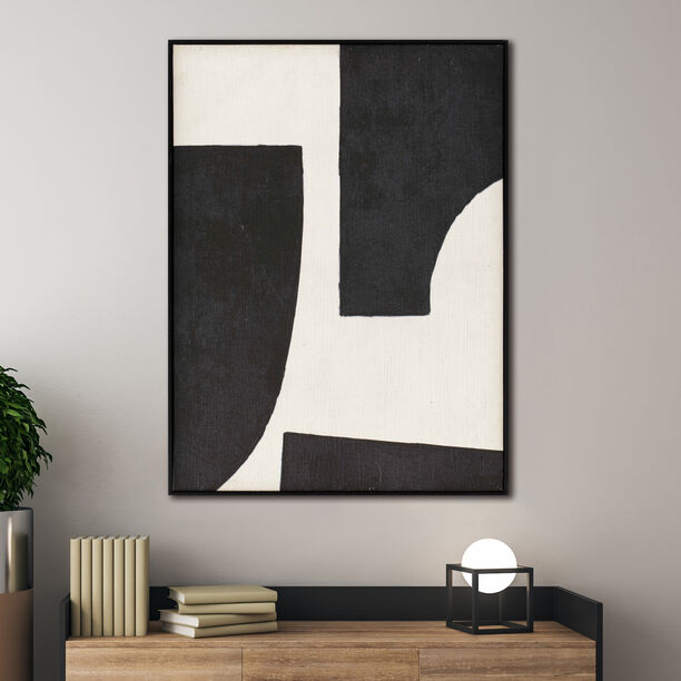 Homez geometric design canvas art in wooden frame 90* 120*4.5cm image number 1