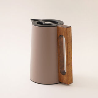 Dallaty steel vacuum flask flask with wood handle 0.6L, dark beige