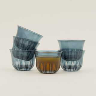 Dallaty 6pcs glass coffee cup set, blue