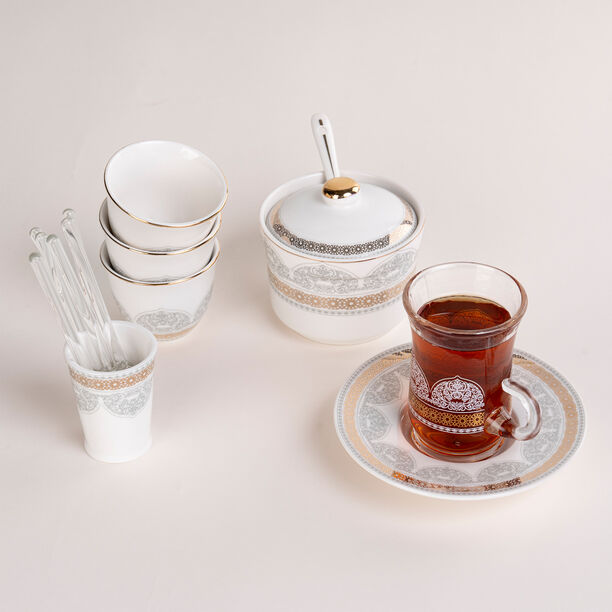 طقم شاي وقهوة 28 قطعة تصميم زخرفة عثمانية  image number 0