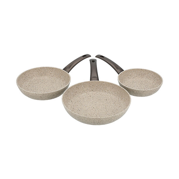 Alberto 3 piece brown granite frypan set 20/24/28 cm image number 2
