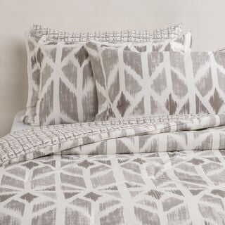 Cottage microfiber block chevron print 6pc king comforter set, grey 220*240cm