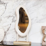 Homez off white resin mirror with ribbed texture 22*9.7*48.7 cm image number 4