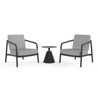 Homze Aluminium Lounge Chair And Side Table Havana, Black 81*89.3*71.8 Cm