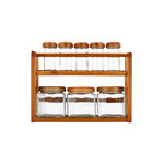 8 Pcs Glass Spice Jars With Wood Rack image number 1