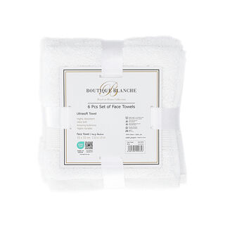 6 Piece Ultra Soft Face Towel Set 33*33 cm White