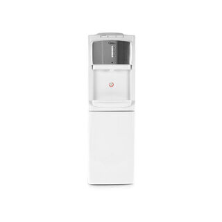 Classpro Water Dispenser, Hot, Normal & Cold Water, Standing Model, White With Stainless Steel Decoration, With Cabinet, With Refrigrator