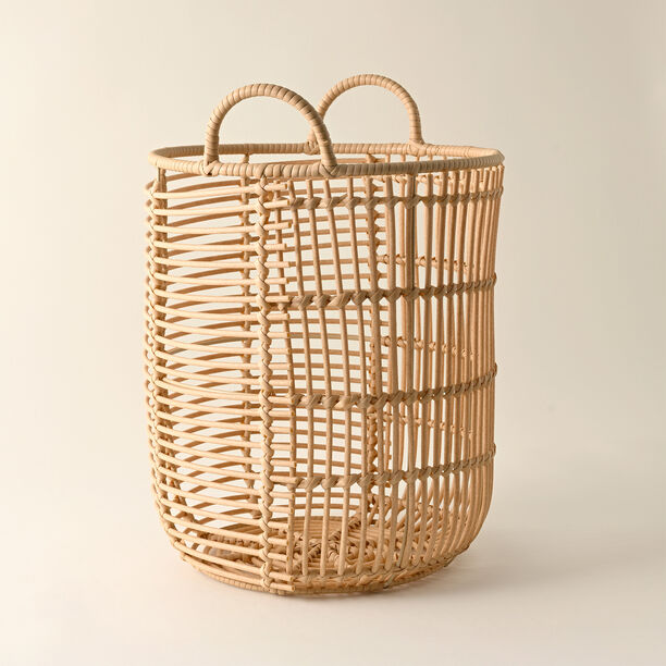 Homez rattan round basket M, beige 30*30*42cm image number 1