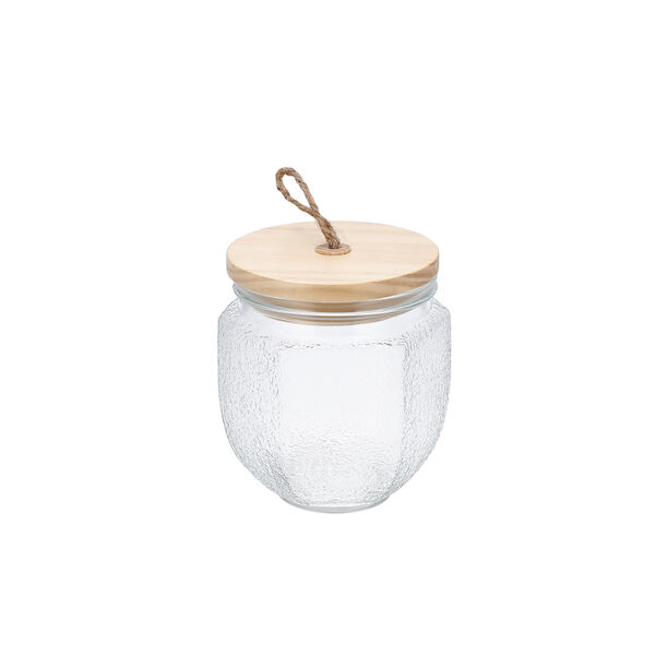 GLASS STORAGE JAR with wooden image number 1