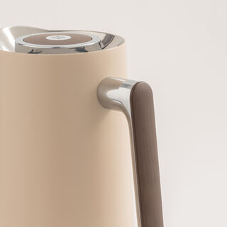 Dallaty 1L beige steel vacuum flask with wooden handle