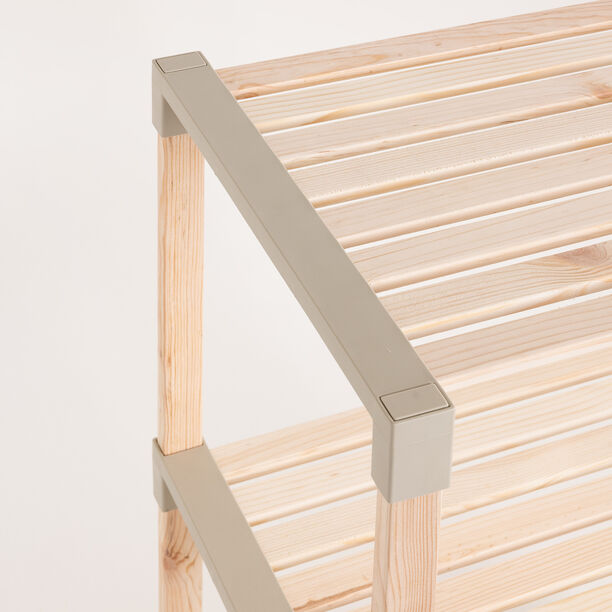 Homez Fixwood 3 Floor Wooden Shelf, Beige 79*33*41Cm image number 1