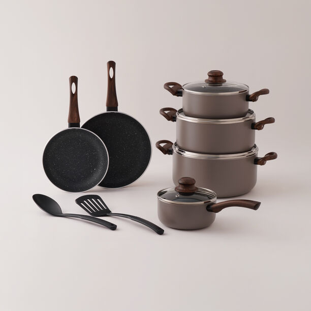 البرتو طقم قدور الومنيوم 12 قطعة، بني image number 0