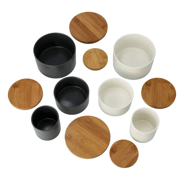 6 Pcs Set Kitchen Storage Jar with Bamboo Lid image number 3
