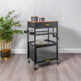Alberto metal rolling black trolley with wheels 66.5*40*89 cm