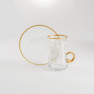 Dallaty floral pattern glass tea cups 12 pcs
