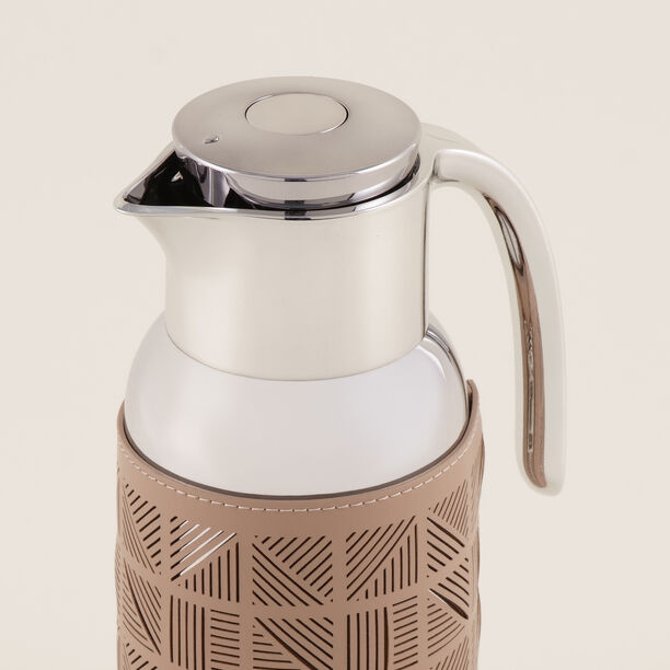 دلتي دلة ستانلس ستيل بلمسة جلد، بيج 1.3 لتر image number 2