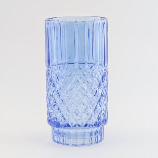 "Homez navy diamond pattern glass vase 14*14*27.6 cm