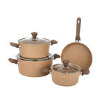 7 Pcs Granite Cookware Set Brown image number 0