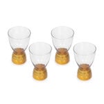 4 Pcs Glass Footed Tumbler With Cutting And Luster Gold image number 1