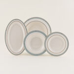 La Mesa 47 Pcs Porcelain Formal Dining Set, White And Blue image number 3