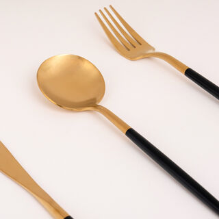 La Mesa Cutlery Set 16 Pieces Gold And Black Casa Blanca