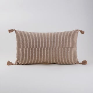 Boutique Blanche Cotton Woven Tassel Cushion 35*60Cm, Beige