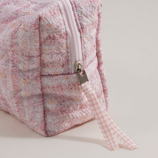 بنتولا حقيبة تخزين مكياج قماشية 16.5*8*13.5سم، وردي